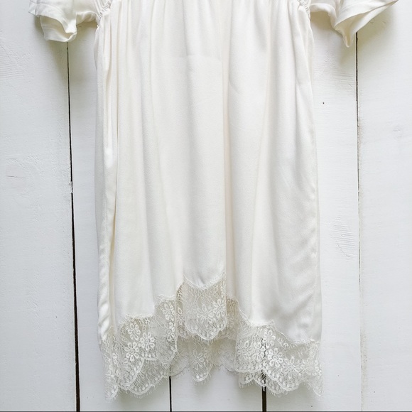 NWT Maje Raisio Crepe Lace-Hem Dress Ecru Size 2 - Picture 10 of 16